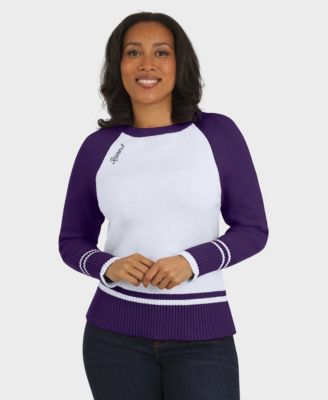 Свитер WEAR by Erin Andrews Женский белый/фиолетовый с цветовым блоком в стиле Baltimore Ravens