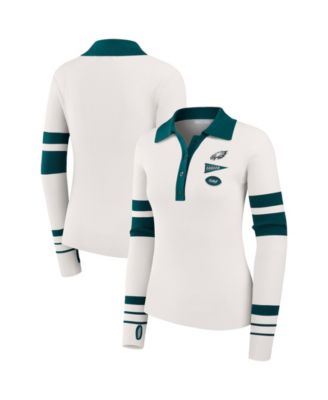 Женский белый трикотажный поло-свитер WEAR by Erin Andrews Philadelphia Eagles Ribbed Henley