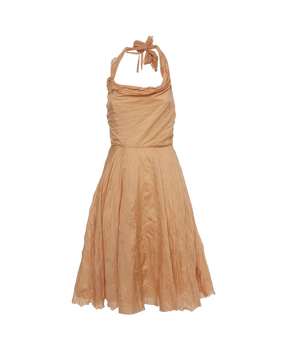 Pre-Owned Celine Women's Crinkled Silk Blend Halter Mini Dress