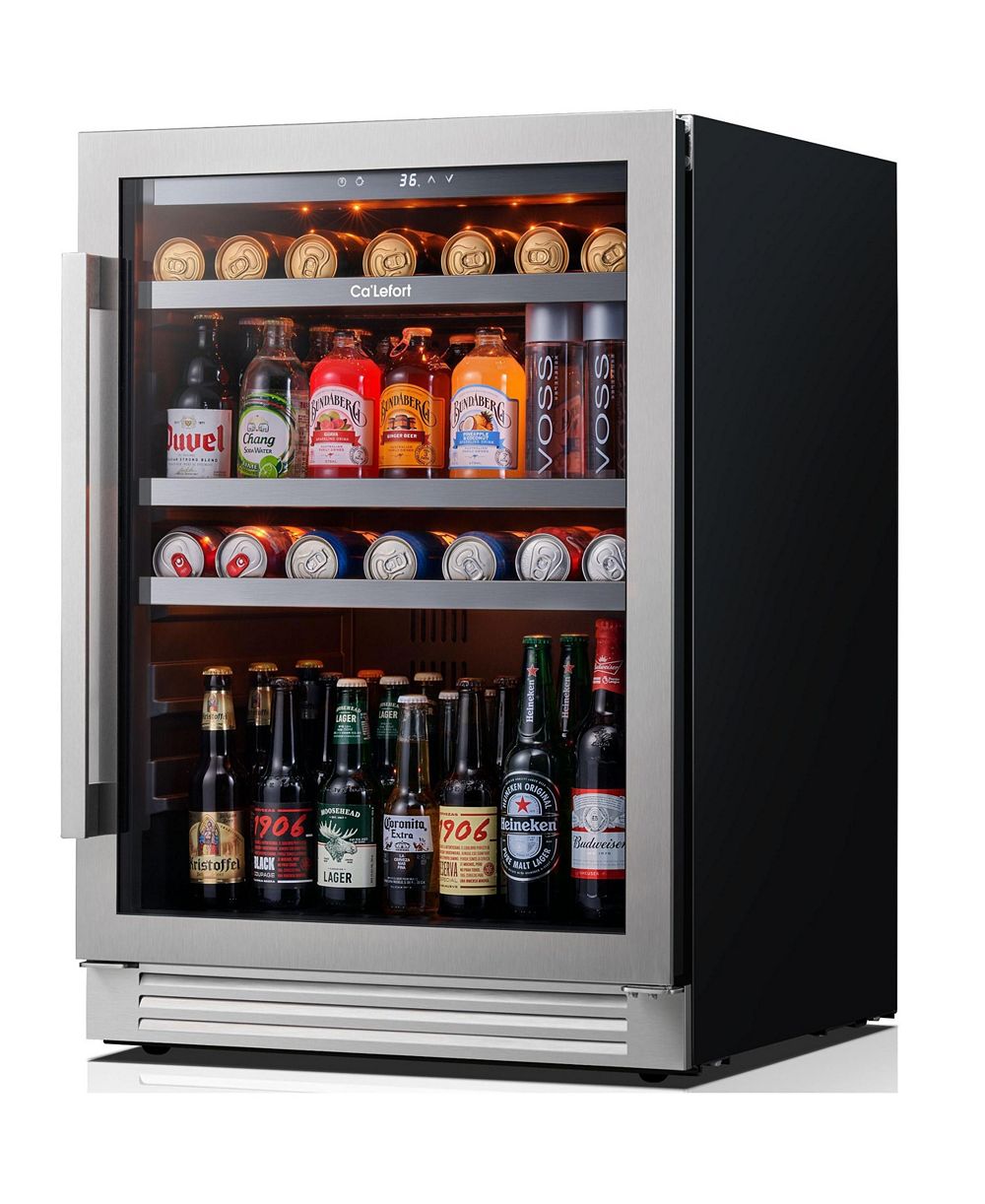 Ca'Lefor 24 Inch Beverage Refrigerator , 180 Can, Glass Door, Built In or Freestanding, 5.65 Cubic Feet, for Home