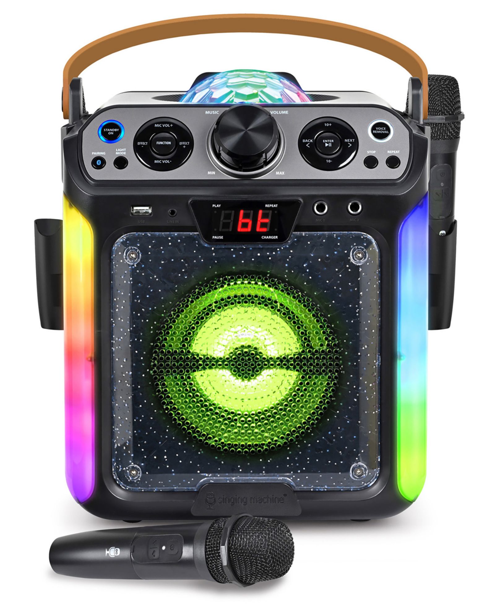 Singing Machine Groove Disco Bluetooth Karaoke System with Wireless Microphones