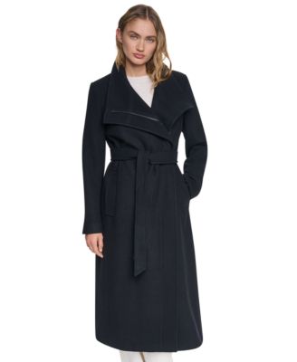 DKNY женское длинное пальто-халат с поясом и воротником-стойкой