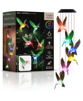 Bell + Howell Solar Cascading Hummingbirds RGB Color-Changing Hanging Light - 6 LED Outdoor Solar Powered Decorative Garden Light