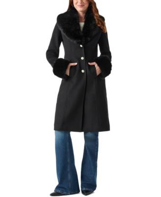 GUESS Women's Faux-Fur Trimmed Coat, Created for Macy's