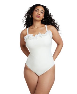 ELOQUII Женский слитный купальник Plus Size с оборками