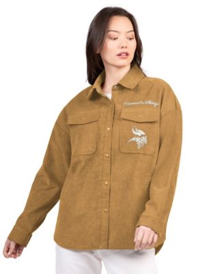 Женская рубашка-шacket G-III 4Her by Carl Banks Brown Minnesota Vikings Re-Match Corduroy Full-Snap