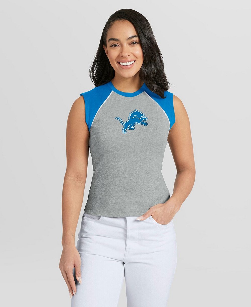Женский кроп-топ WEAR by Erin Andrews Detroit Lions Gray Raglan