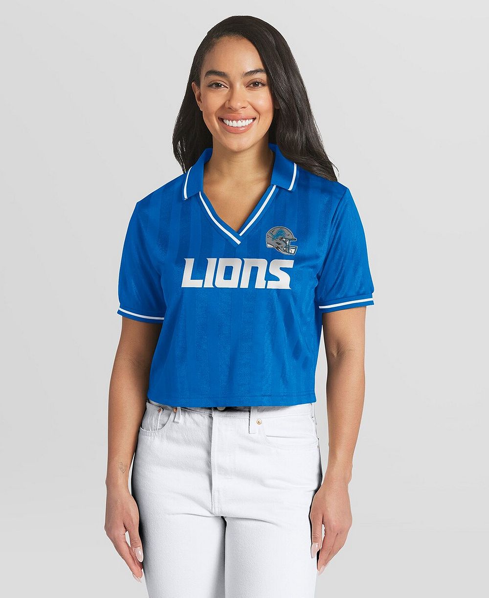 WEAR by Erin Andrews Женская укороченная рубашка-поло Detroit Lions Blue