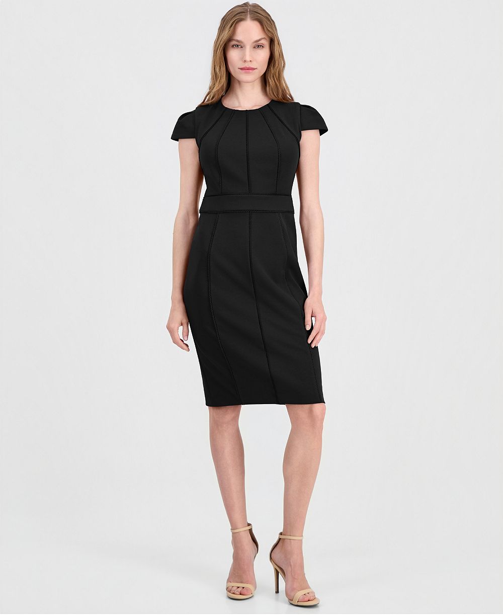 Женское платье-футляр Anne Klein Trim Seam Detail Crewneck