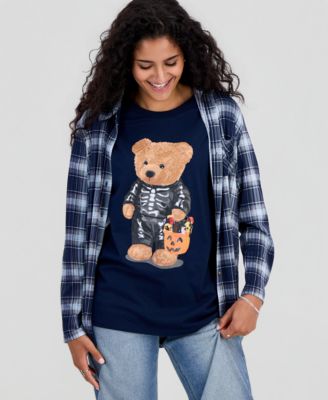 Grayson Threads, The Label Juniors' Skeleton Bear Graphic-Print T-Shirt
