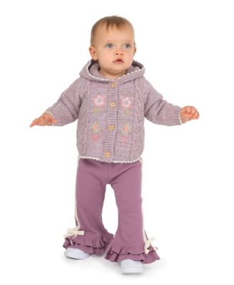 комплект из трех предметов rare editions baby girls' poncho knit top, short-sleeve bodysuit and flare pants, 3-piece set