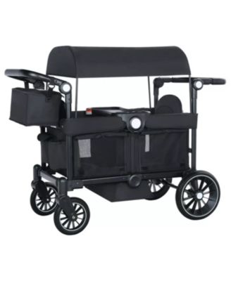 Kinder King Wagon Stroller for Two Kids with Adjustable Handle, All-Terrain Wheels, Tray and Storage.