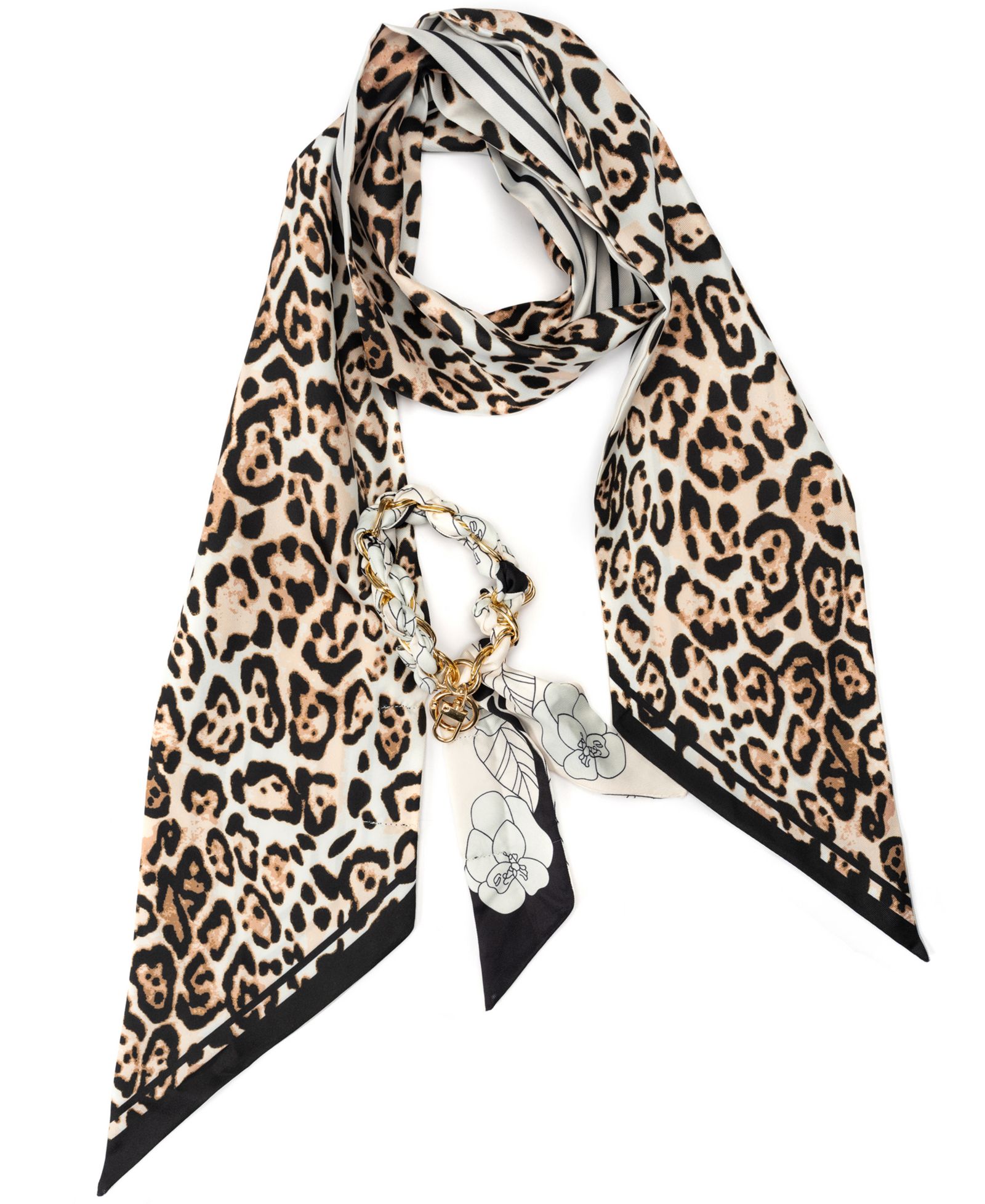 BCBG Leopard Striped Twilly Scarf Set