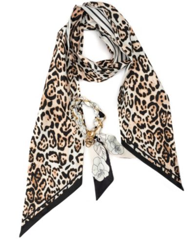 Набор шелковых платков BCBG Leopard Striped Twilly