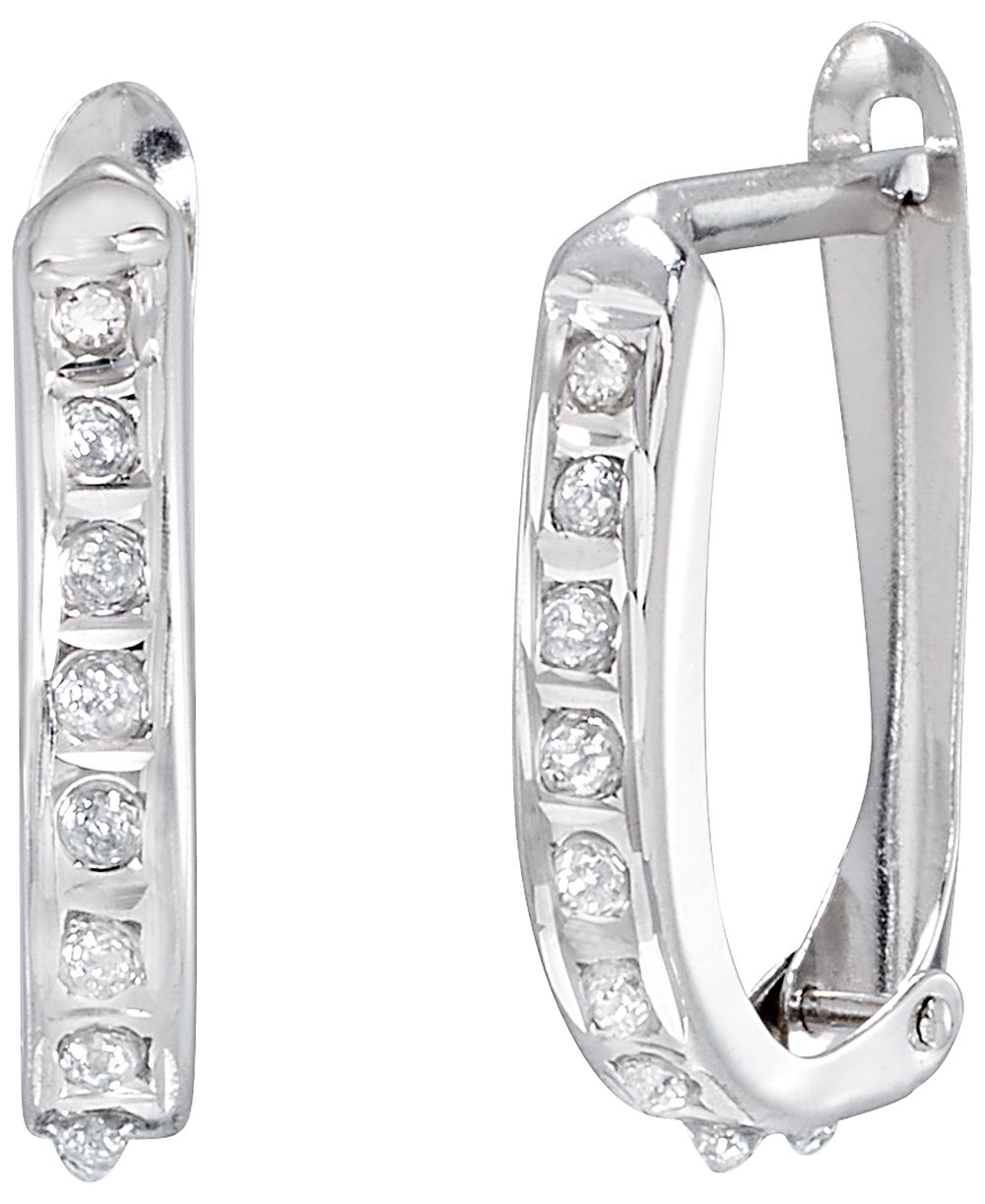 Серьги-кольца Macy's с бриллиантовым акцентом (0,01 карата суммарно) из белого золота 10 карат