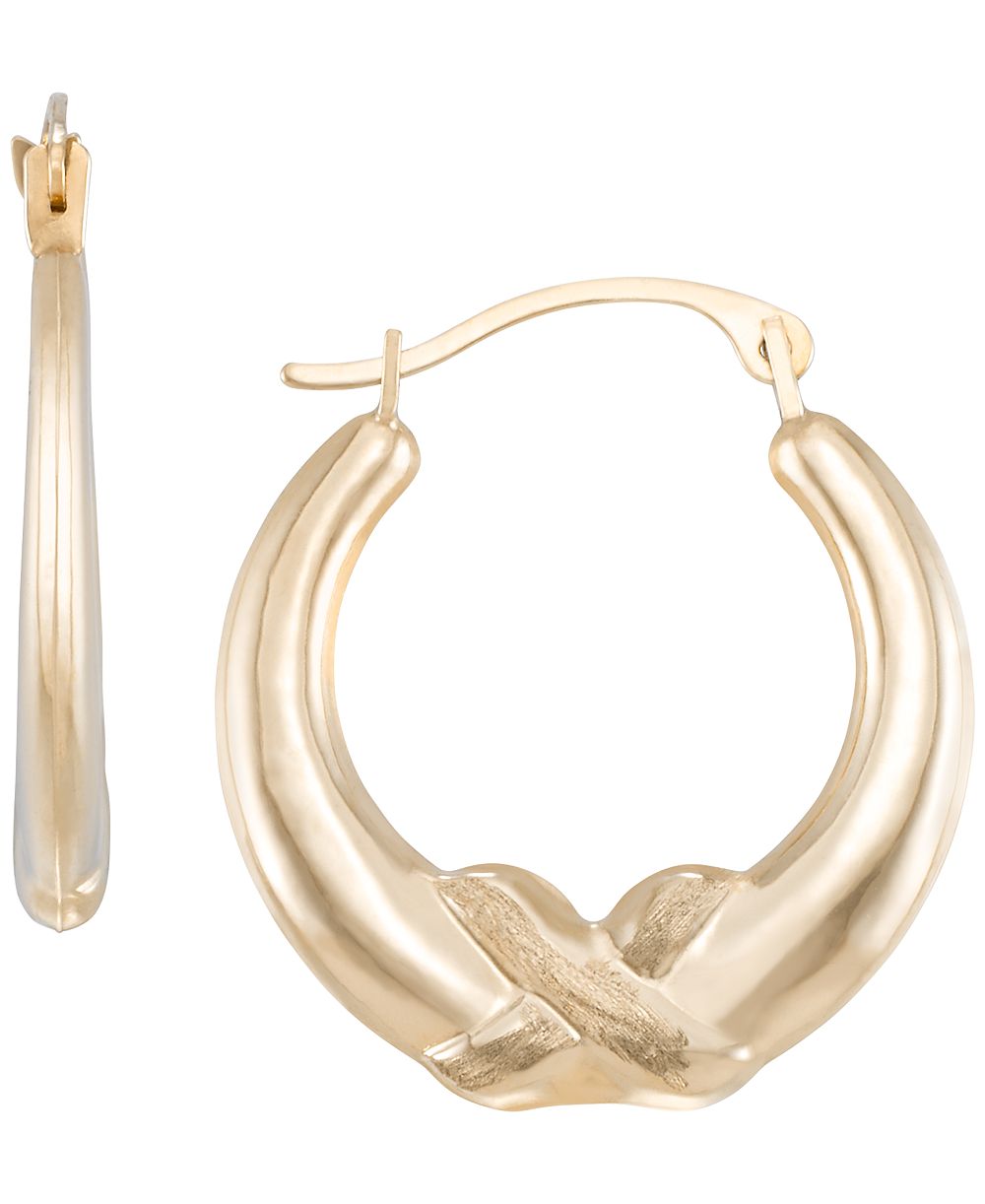 Серебряные серьги-кольца Macy's Polish Satin X в желтом золоте 14k