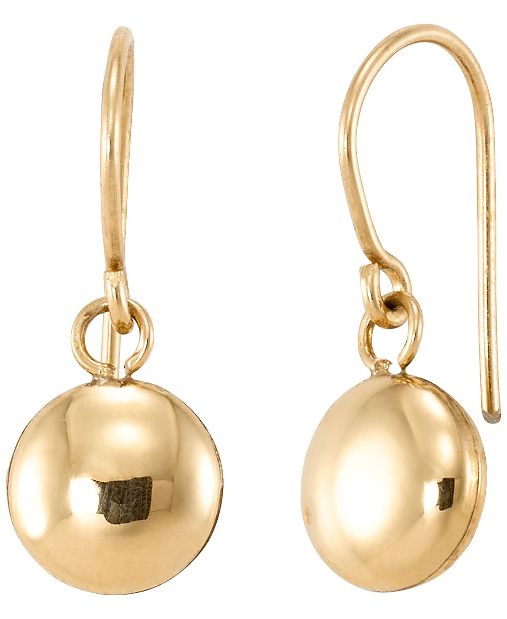 Серьги-капли в форме шара из желтого золота 18k