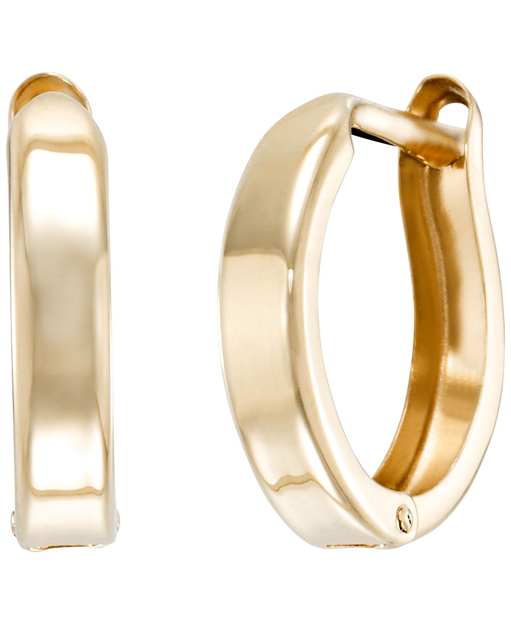 Серьги-кольца хугги 12 мм из желтого золота 18k