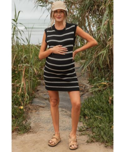 Женское трикотажное платье Pinkblush Black Striped Sweater Knit Sleeveless
