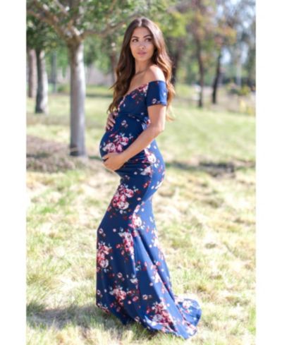 Pinkblush Женское вечернее платье, Navy Floral Off Shoulder Wrap