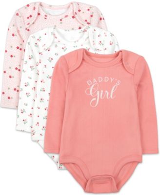 Baby Essentials детский боди с длинным рукавом и пуговицами для девочек, принт «Daddy's Girl», комплект из 3 шт