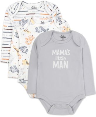 Baby Essentials Baby Boys' Crewneck Long-Sleeve 3-Piece Bodysuit Set