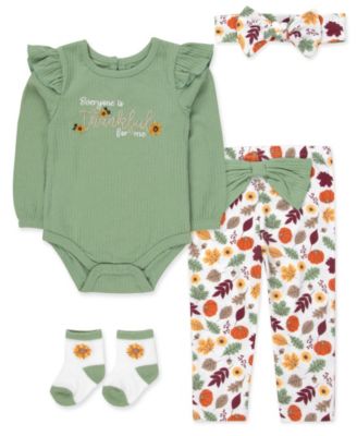 Baby Essentials детский набор из 4 предметов для девочек 0-5T: длинный рукав, рибан, тема благодарности