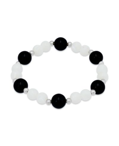 Браслет Macy's 14k Gold-Plated Onyx Beads