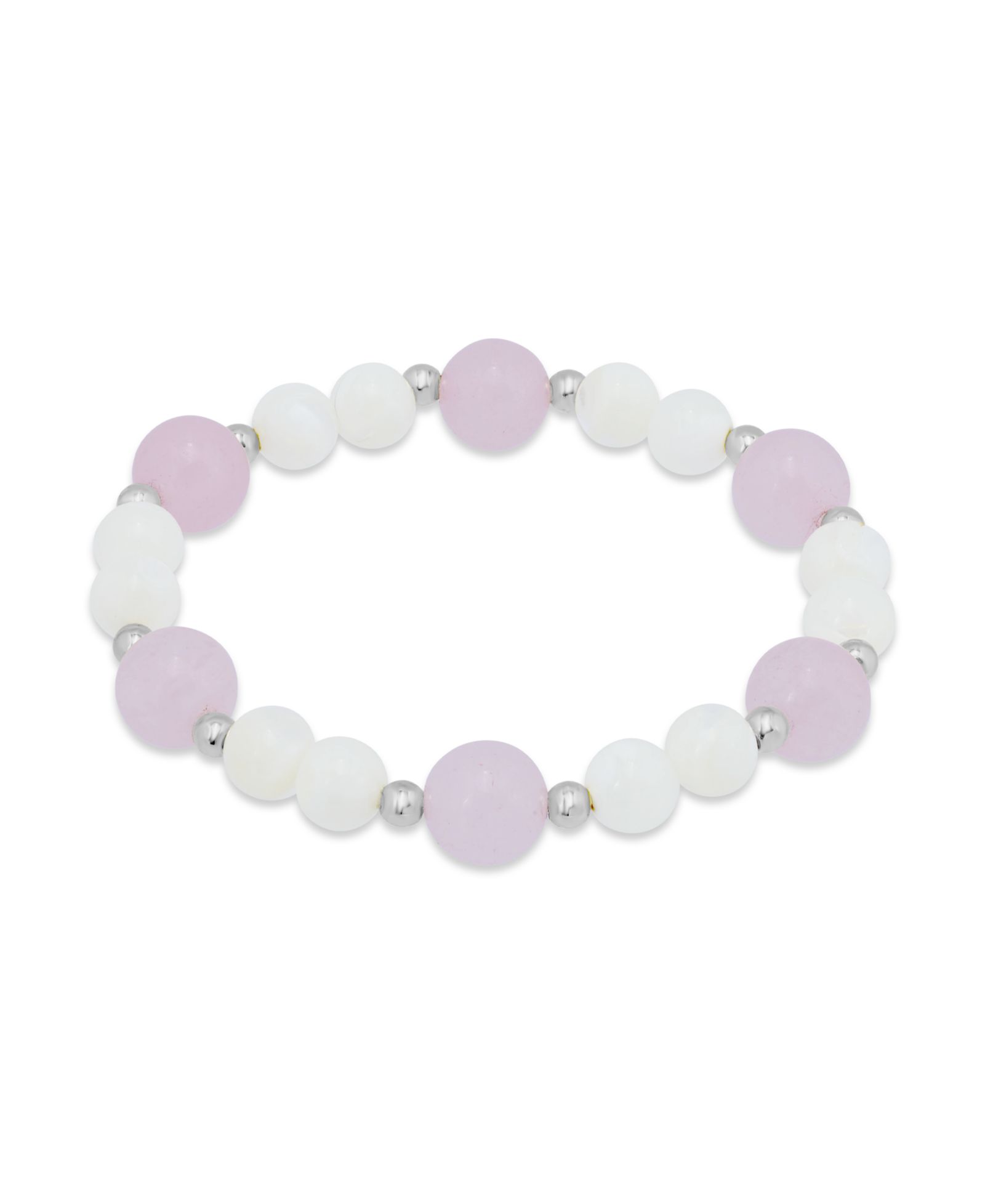 Macy's 14k Gold-Plated Over Brass Rose Quartz Beads Imitation Pearl  Stretch Bracelet