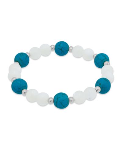 Браслет Macy's с имитацией жемчуга и бусинами Howlite Chrysocolla, позолота 14k Gold