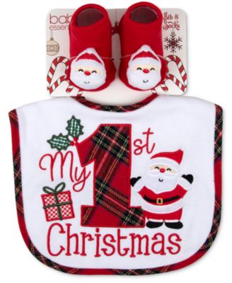 Baby Essentials My 1st Christmas Holiday Bib and Socks, 2-Piece Set