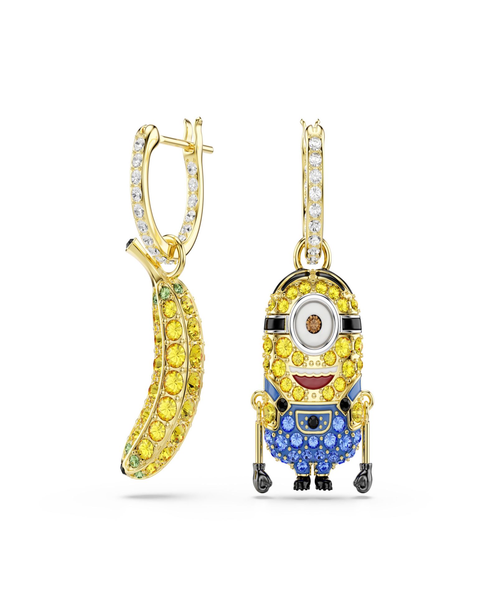 Серьги-подвески Swarovski Gold-Tone Plated Minions Stuart and Banana