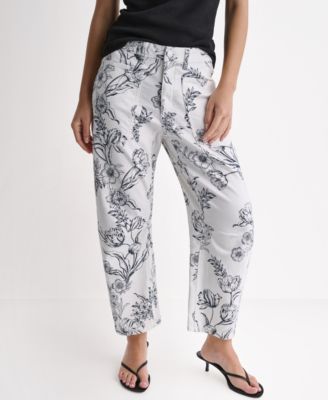 BCBG Женские джинсы с принтом и широкими штанинами Barrel Leg