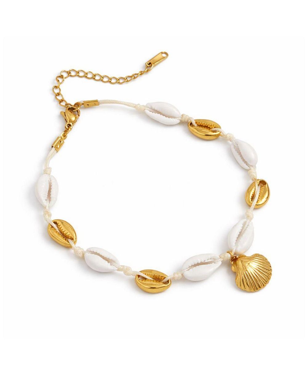 Rebl Jewelry Mixed Shell Chain Anklet