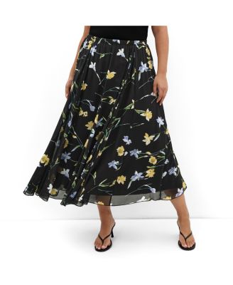 CITY CHIC Plus Size Serene Petal Print Skirt