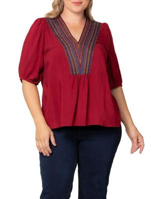 Kiyonna Plus Size Tacoma Trim Neckline Women's Top