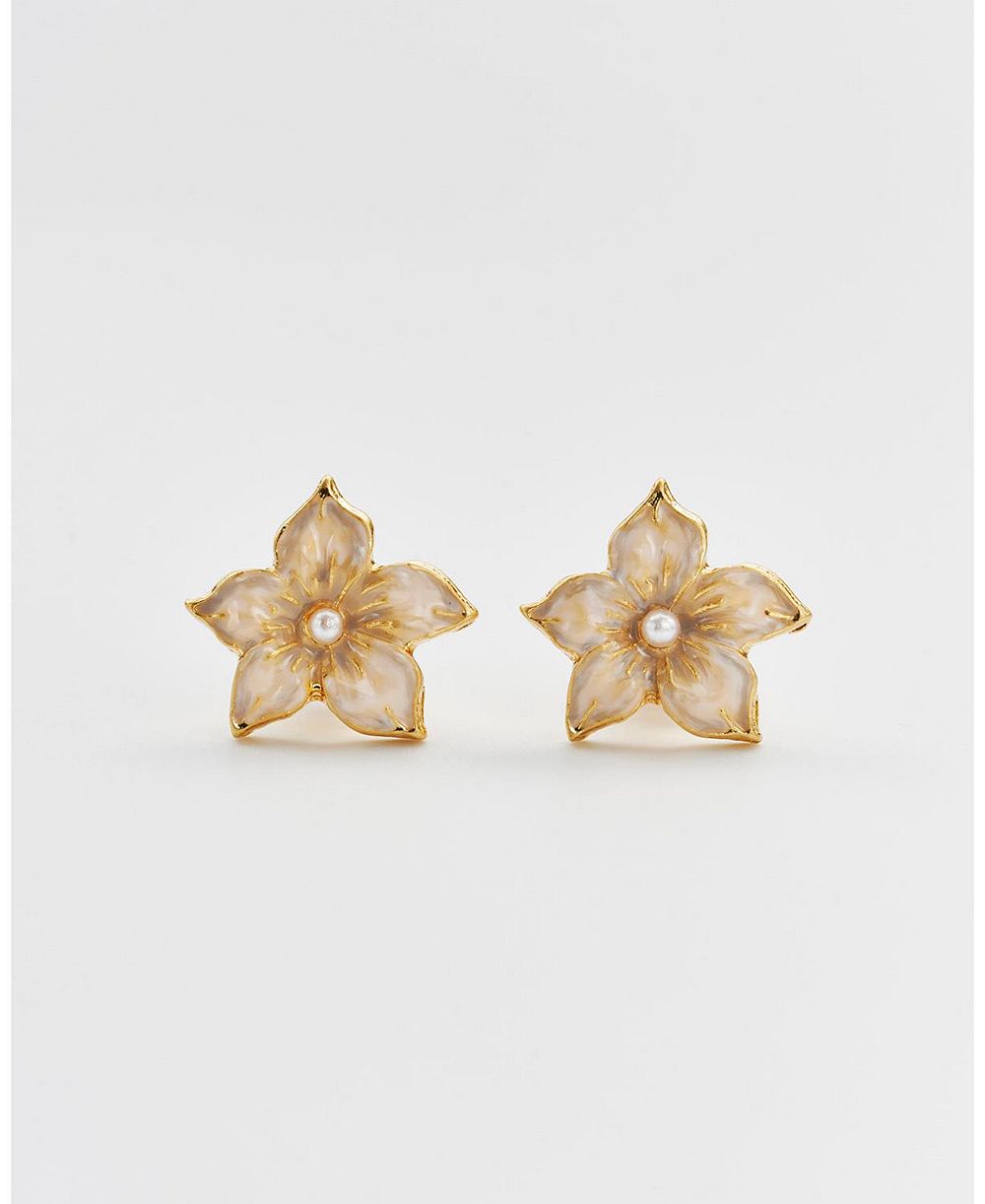 Серьги-гвоздики Fable England Gold Jasmine и Pearl
