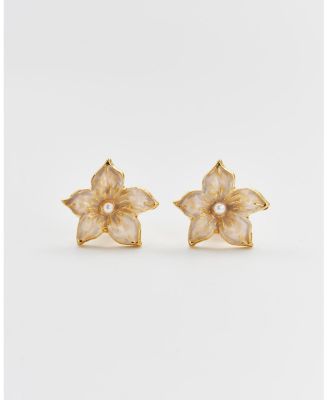 Серьги-гвоздики Fable England Gold Jasmine и Pearl
