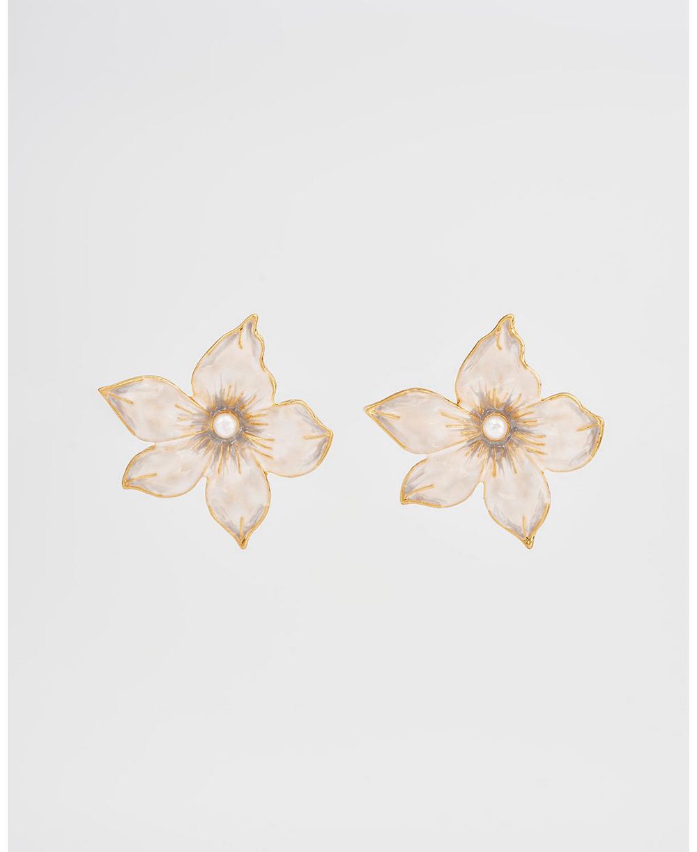Серьги-гвоздики Fable England Gold Jasmine and Pearl Oversized