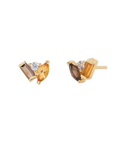 Little Sky Stone Seraphina Citrine Smoky Quartz Stud Earrings
