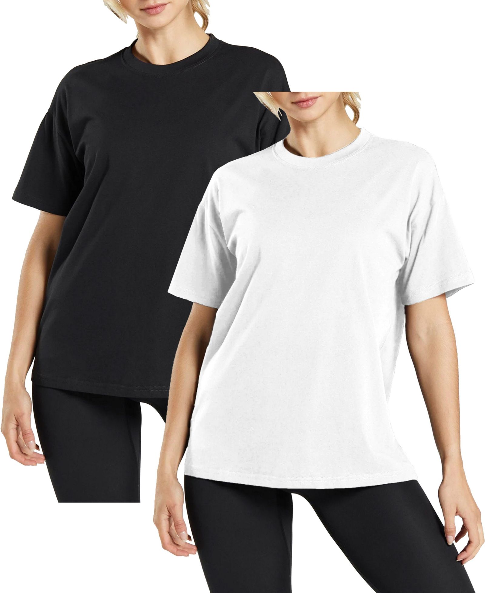 Blue Ice Women's Loose Fit Short Sleeve Crew Neck Solid Tee- 2 Pack