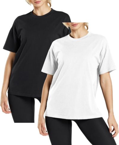 Blue Ice Women's Loose Fit Short Sleeve Crew Neck Solid Tee- 2 Pack