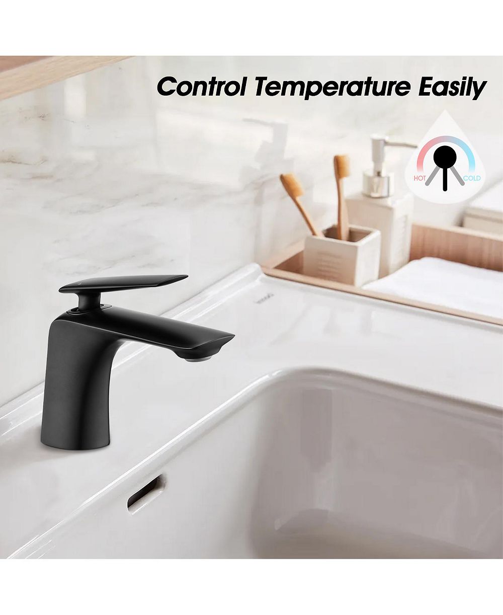 PHYING Single Hole Bathroom Sink Faucet with Pop Up Drain and Water Supply Hose, Single Handle Bathroom faucet
