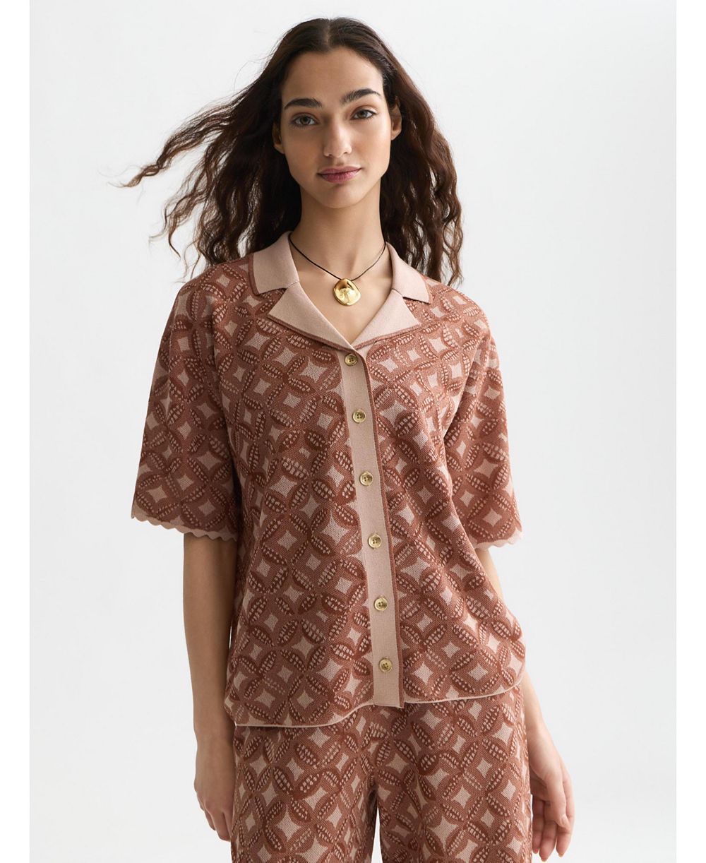 Женская рубашка SCOTCH & SODA Jacquard Knitted Short-Sleeve