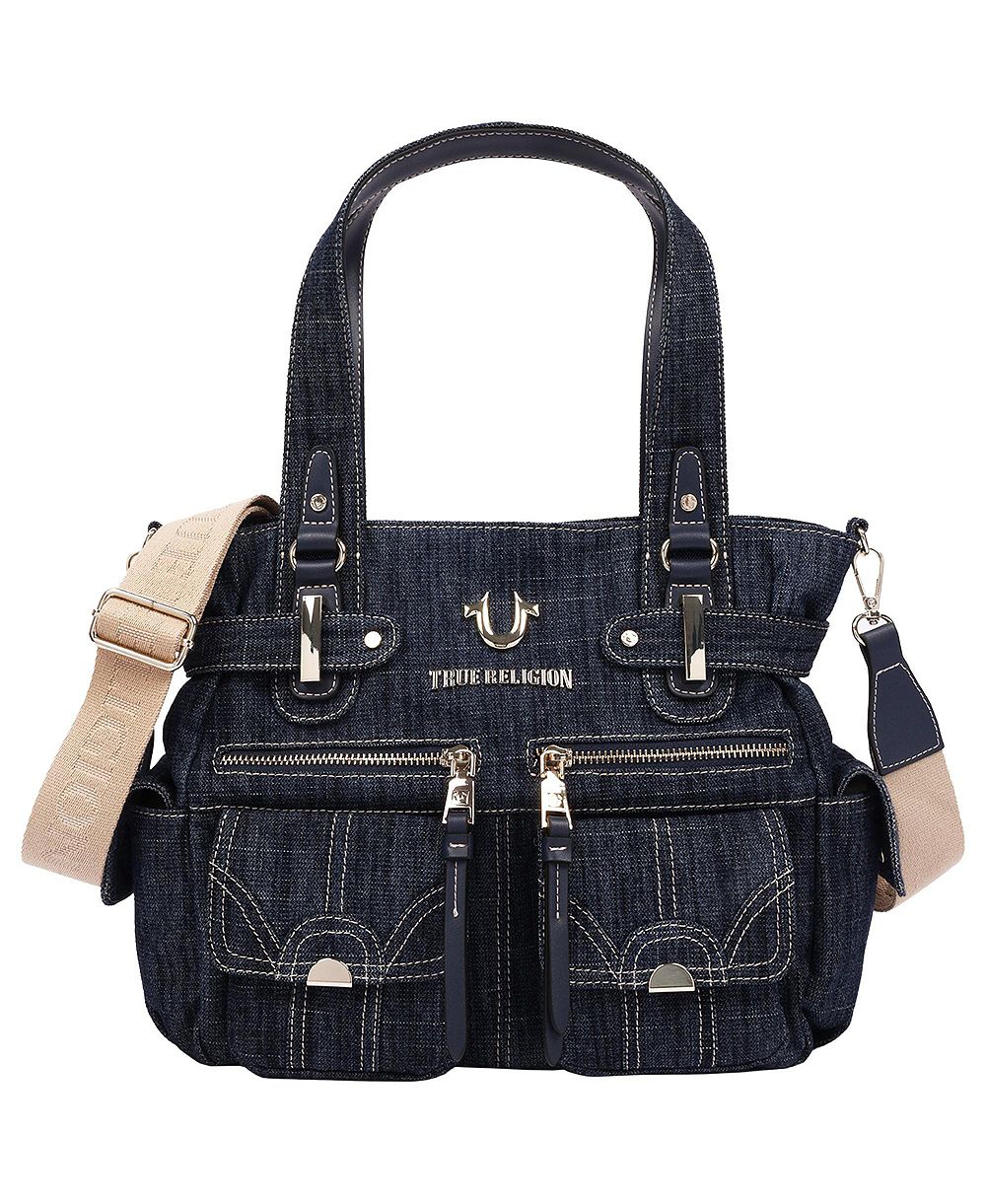 True Religion Women's Multi Pocket Denim Cinch Tote