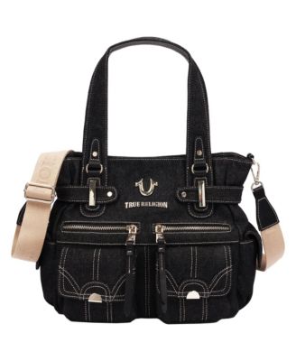 True Religion Women's Multi Pocket Denim Cinch Tote
