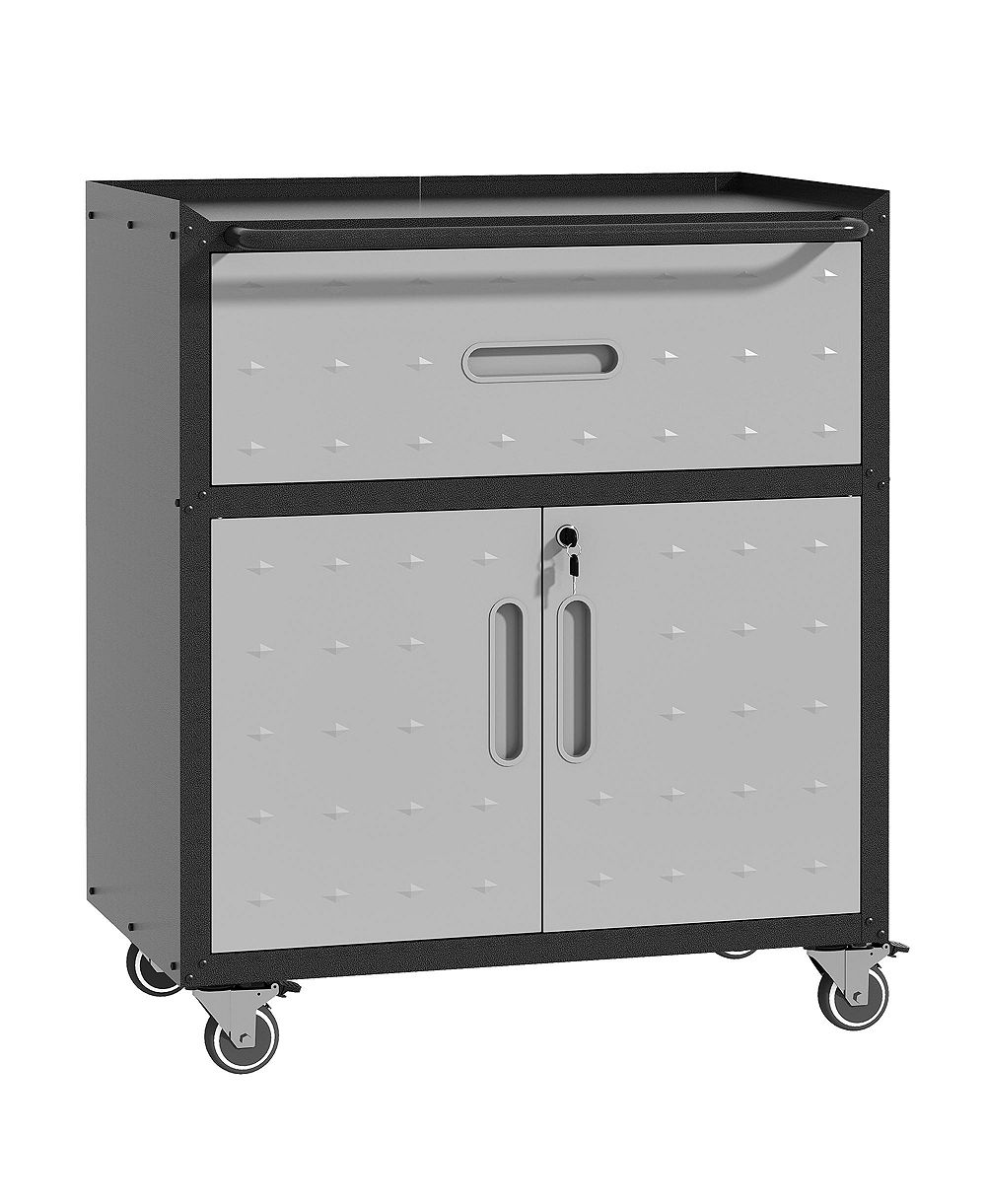 VIYET 35"H Rolling Metal Tool Cabinet - Mobile Storage Chest with Drawer and Locking Doors