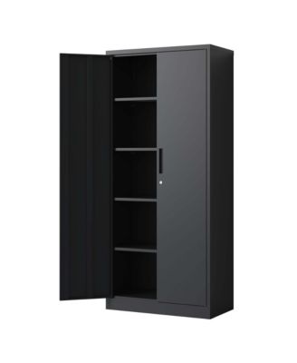 VIYET 72"H Professional Steel Storage Cabinet - Locking Double-Door Tool and File Organizer
