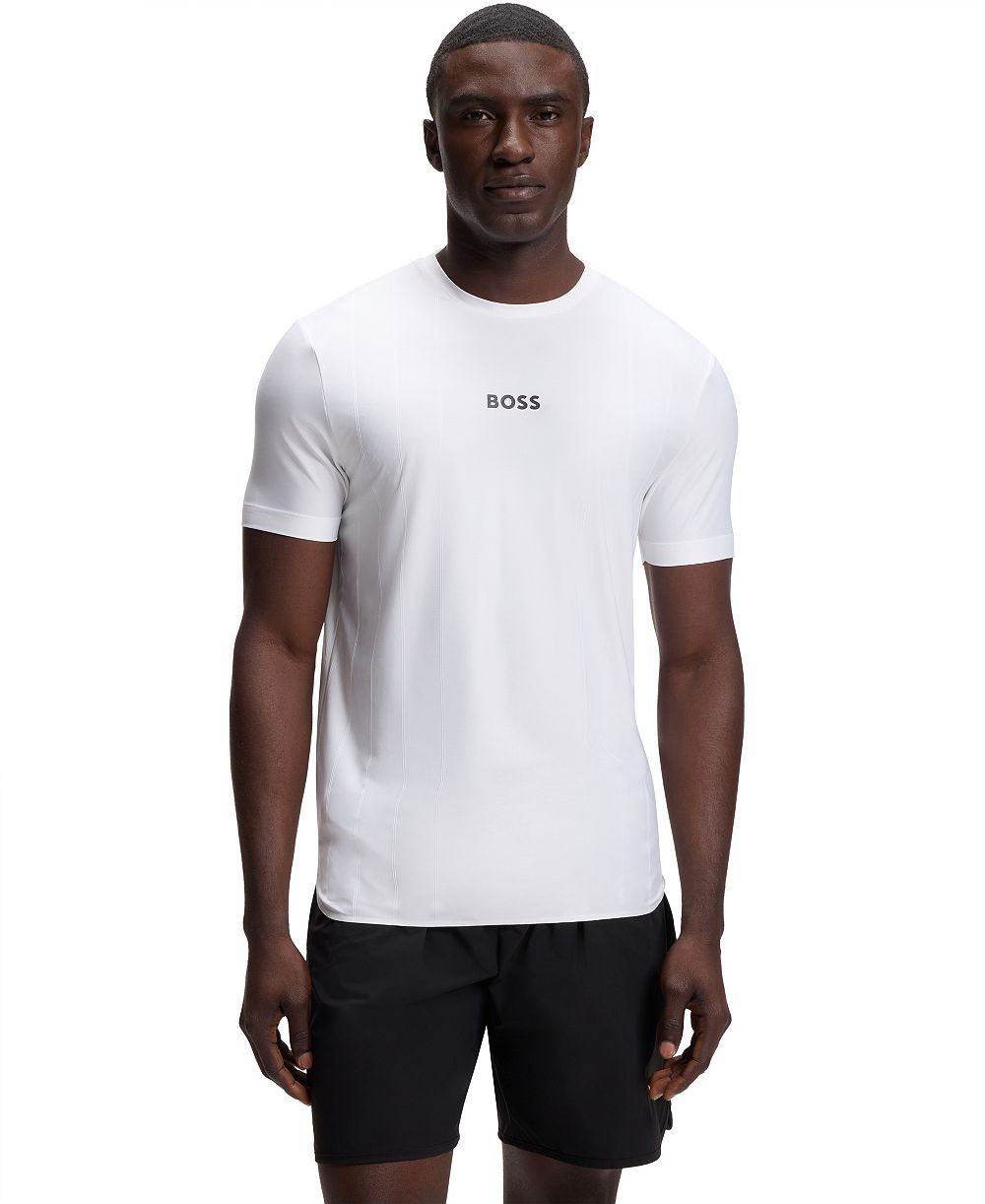 Мужская футболка BOSS by Hugo Boss Active Jacquard-Stripe Logo Slim-Fit