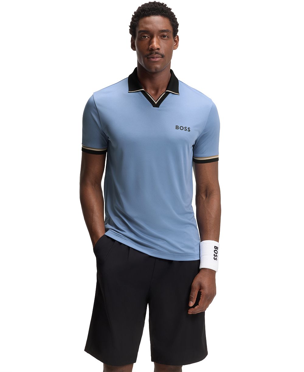 Hugo Boss Мужская рубашка поло BOSS Signature-Stripe Active Slim-Fit